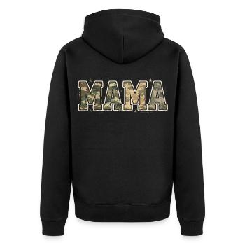 MAMA Motif Camouflage Militaire | Look Rétro - Veste à capuche bio Premium Unisexe - noir - Dos - Nico (187cm)