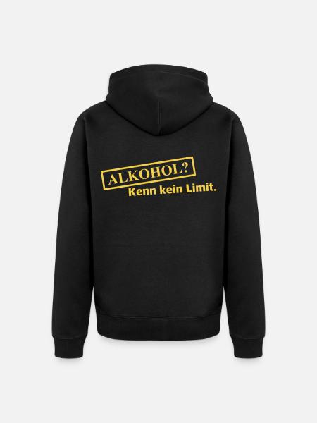 Alkohol? Kenn kein Limit - Unisex Premium Bio Zip Hoodie - Schwarz