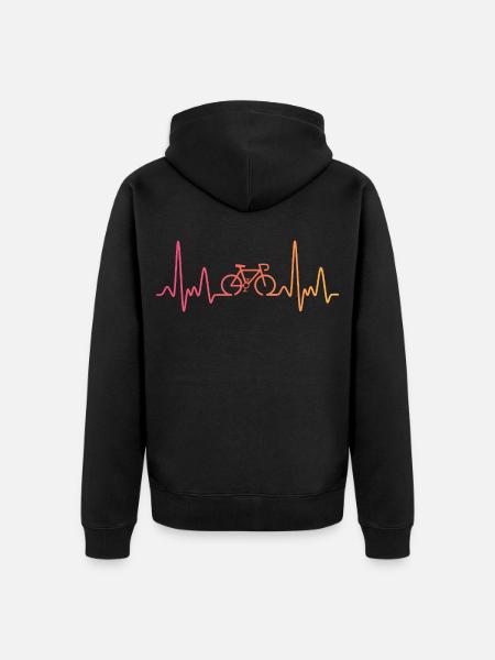 Sunset Cycling Heartbeat Cycling - Unisex Premium Organic Zip Hoodie - black