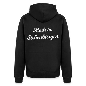 Geboren in Siebenbürgen - Unisex Premium Bio Zip Hoodie - Schwarz - Hinten - Nico (187cm)