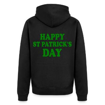 happy st patrick's day - Unisex Premium Organic Zip Hoodie - black - Back - Nico (187cm)