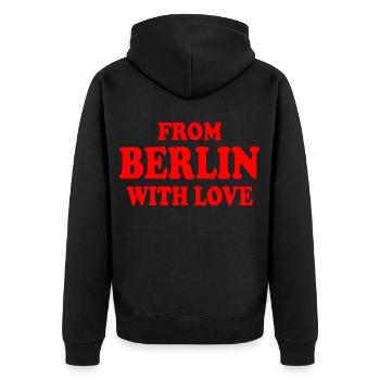 From berlin with love - Veste à capuche bio Premium Unisexe - noir - Dos - Nico (187cm)