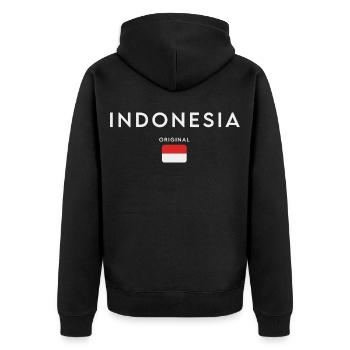 Drapeau indonésien, fierté indonésienne - Veste à capuche bio Premium Unisexe - noir - Dos - Nico (187cm)