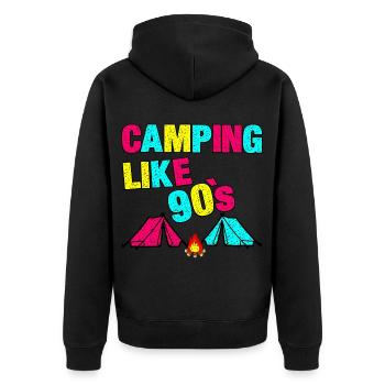 90s Camping - Unisex Premium Organic Zip Hoodie - black - Back - Nico (187cm)