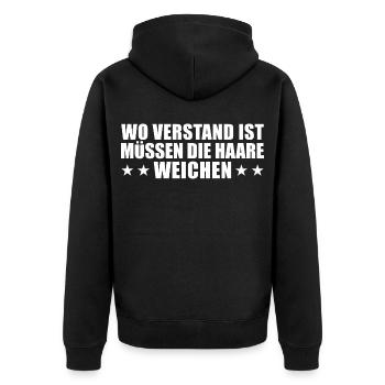 Reason must give way to hair - bald head - Unisex Premium Organic Zip Hoodie - black - Back - Nico (187cm)