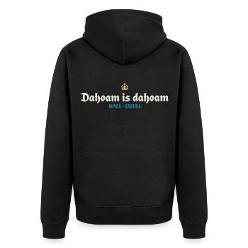 Dahoam is dahoam - Unisex Premium Bio Zip Hoodie - Schwarz - Hinten - Nico (187cm)