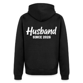 Husband since 2026 Ehemann - Unisex Premium Organic Zip Hoodie - black - Back - Nico (187cm)