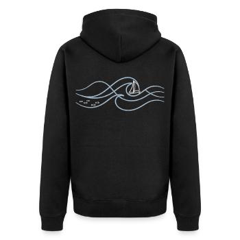 Sailboat in the sound of the waves - Unisex Premium Organic Zip Hoodie - black - Back - Nico (187cm)