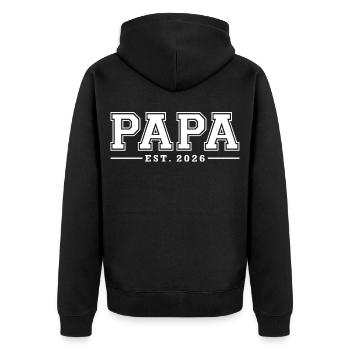Papa Est. 2026 | Vater | Vatertag Geschenk - Unisex Premium Bio Zip Hoodie - Schwarz - Hinten - Nico (187cm)