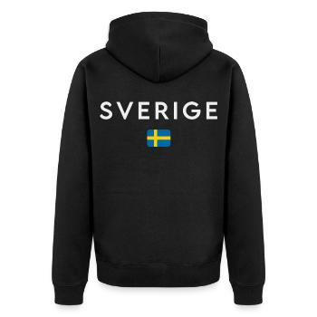 Flagge von Schweden, schwedischer Stolz - Unisex Premium Bio Zip Hoodie - Schwarz - Hinten - Nico (187cm)