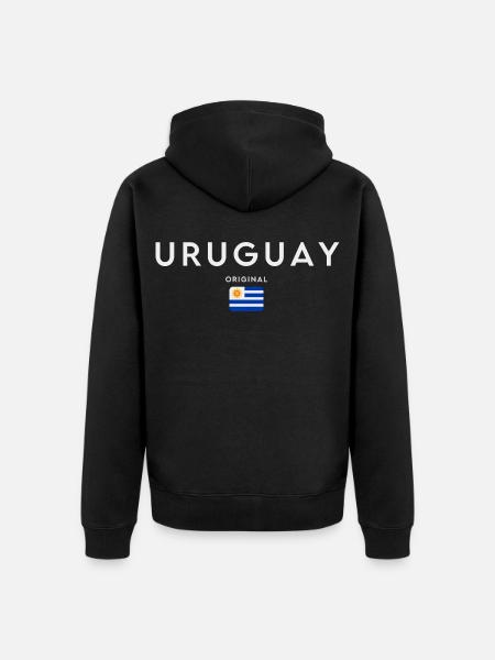 Drapeau de l’Uruguay, fierté uruguayenne - Veste à capuche bio Premium Unisexe - noir