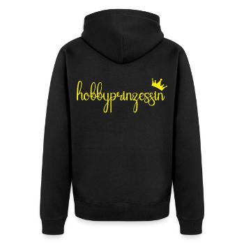 Hobbypinzessin lettrage jaune avec couronne - Veste à capuche bio Premium Unisexe - noir - Dos - Nico (187cm)