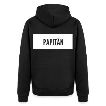 Papitän Vatertag bester Papa Anker - Unisex Premium Bio Zip Hoodie - Schwarz - Hinten - Nico (187cm)