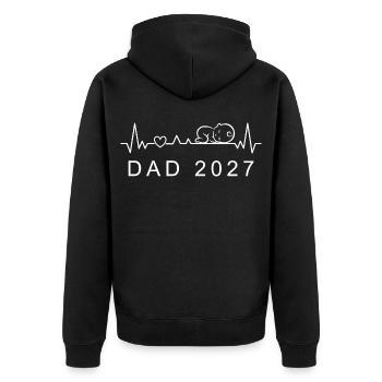Zukünftiger Vater 2027 Herzschlag-Ankündigung Schwangerschaft - Unisex Premium Bio Zip Hoodie - Schwarz - Hinten - Nico (187cm)