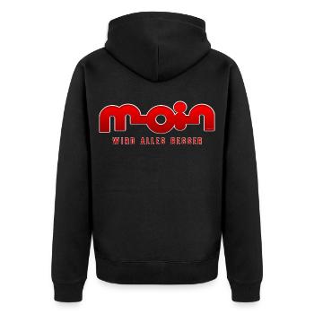 Moin, tout s’améliore - Veste à capuche bio Premium Unisexe - noir - Dos - Nico (187cm)