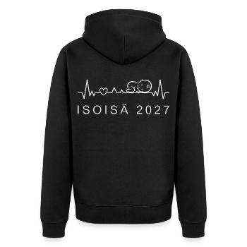 Opa 2027 Herzschlag Schwangerschaft Finnisch - Unisex Premium Bio Zip Hoodie - Schwarz - Hinten - Nico (187cm)