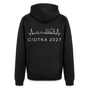 Tante 2027 Herzschlag Schwangerschaft Polnisch - Unisex Premium Bio Zip Hoodie - Schwarz - Hinten - Nico (187cm)