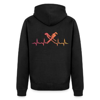 Chauffagiste Sunset battement de coeur de plombier - Veste à capuche bio Premium Unisexe - noir - Dos - Nico (187cm)