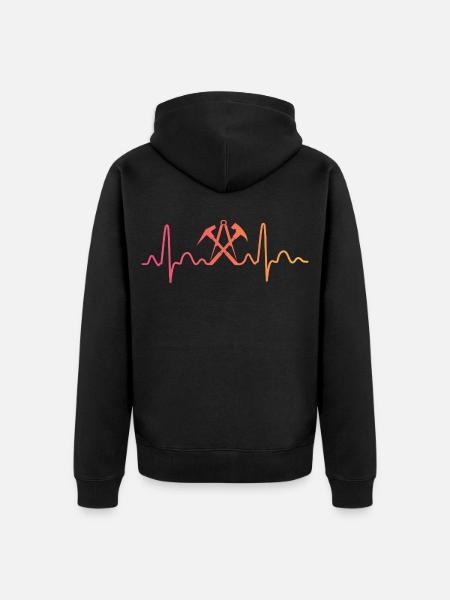 Sunset Dachdecker Herzschlag-Dachdecker - Unisex Premium Bio Zip Hoodie - Schwarz