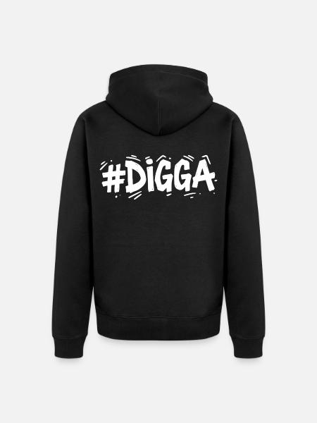 Digga – Lustiger Jugendsprache Graffiti Spruch - Unisex Premium Bio Zip Hoodie - Schwarz