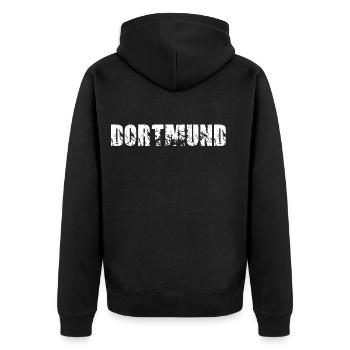Dortmund - Unisex Premium Bio Zip Hoodie - Schwarz - Hinten - Nico (187cm)
