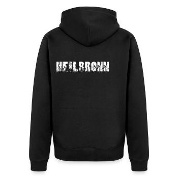 Heilbronn - Unisex Premium Bio Zip Hoodie - Schwarz - Hinten - Nico (187cm)