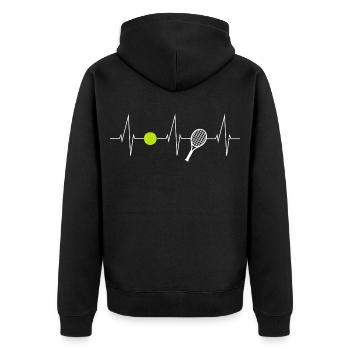 Tennis heartbeat with tennis ball & tennis racket - Unisex Premium Organic Zip Hoodie - black - Back - Nico (187cm)
