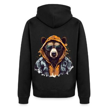 Ours de rue | Amants d’ours - Veste à capuche bio Premium Unisexe - noir - Dos - Nico (187cm)