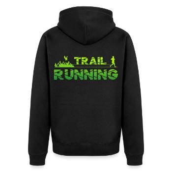 Trail Running Eagle Mountains Forest Shoes Profile Green - Unisex Premium Organic Zip Hoodie - black - Back - Nico (187cm)