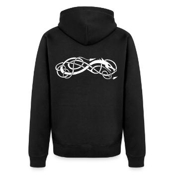 Weiße keltische Schlange - Unisex Premium Bio Zip Hoodie - Schwarz - Hinten - Nico (187cm)