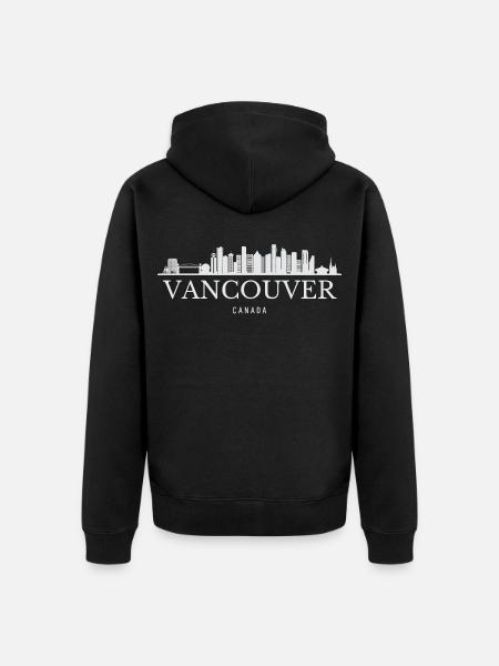 Vancouver Skyline, Vancouver Canada - Unisex Premium Organic Zip Hoodie - black