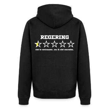 Government5starwhite - Unisex Premium Bio Zip Hoodie - Schwarz - Hinten - Nico (187cm)