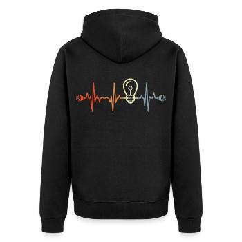 My heart beats for electricity - Unisex Premium Organic Zip Hoodie - black - Back - Nico (187cm)