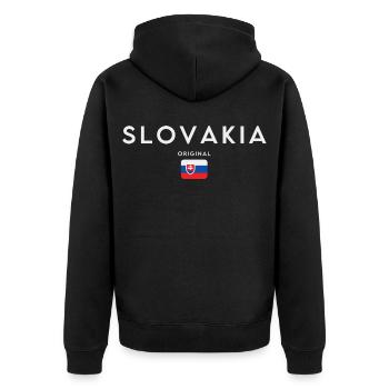 Flagge der Slowakei, Stolz der Slowakei - Unisex Premium Bio Zip Hoodie - Schwarz - Hinten - Nico (187cm)