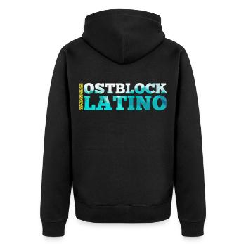 Ostblock Latino Kasache Kasachstan Geschenk - Unisex Premium Bio Zip Hoodie - Schwarz - Hinten - Nico (187cm)