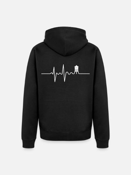 Water Tower Heartbeat Hydratation Spezialist - Unisex Premium Bio Zip Hoodie - Schwarz