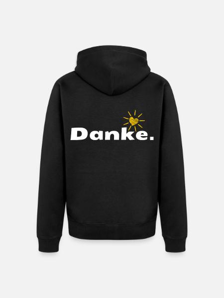 Danke HerzSonne Typografie - Unisex Premium Bio Zip Hoodie - Schwarz