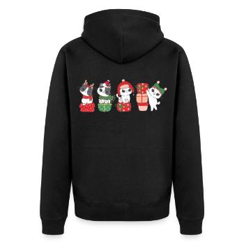 cat in christmas - Unisex Premium Organic Zip Hoodie - black - Back - Nico (187cm)