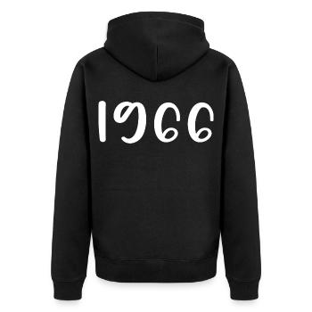 1966 Limitierte Auflage 60. Geburtstag 1966 - Unisex Premium Bio Zip Hoodie - Schwarz - Hinten - Nico (187cm)