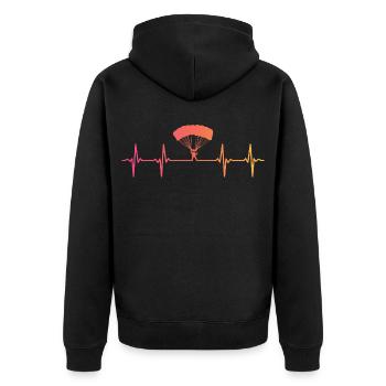 Gleitschirmfliegen Sonnenuntergang Herzschlag-Gleitschirm - Unisex Premium Bio Zip Hoodie - Schwarz - Hinten - Nico (187cm)