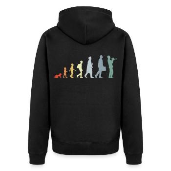 Trumpeter Life Cycle - Unisex Premium Organic Zip Hoodie - black - Back - Nico (187cm)