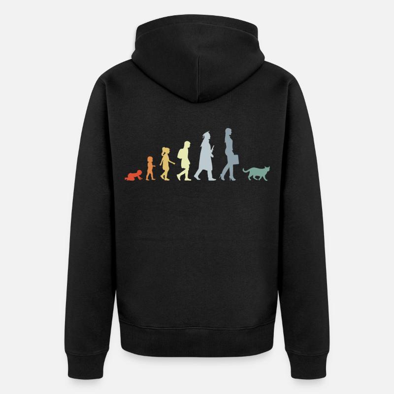 Évolution d’un amoureux des chats - Veste à capuche bio Premium Unisexe - noir
