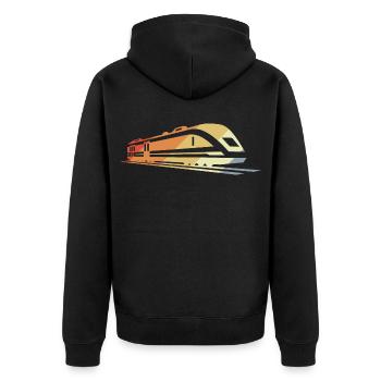 Train Sketch Vintage - Unisex Premium Organic Zip Hoodie - black - Back - Nico (187cm)