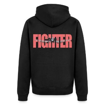 Fighter A-10 Thunderbolt II - Unisex Premium Bio Zip Hoodie - Schwarz - Hinten - Nico (187cm)