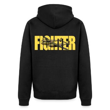 Fighter P-38 Lightning - Unisex Premium Bio Zip Hoodie - Schwarz - Hinten - Nico (187cm)