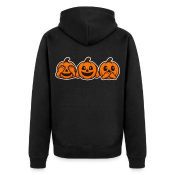 Halloween Pumpkins – The Three Wise Monkeys - Unisex Premium Organic Zip Hoodie - black - Back - Nico (187cm)