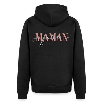 Mom-to-be design minimalist elegant pregnancy - Unisex Premium Organic Zip Hoodie - black - Back - Nico (187cm)