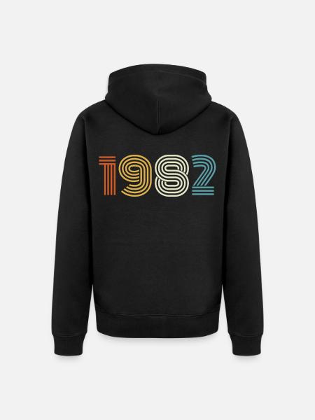 1982 Geschenk 1982 Jahrgang 1982 - Unisex Premium Bio Zip Hoodie - Schwarz
