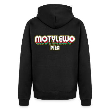 Schmetterlings-Piła. Name des Retro-Bezirks - Unisex Premium Bio Zip Hoodie - Schwarz - Hinten - Nico (187cm)