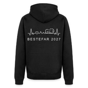 Opa 2027 Herzschlag Schwangerschaft Norwegisch - Unisex Premium Bio Zip Hoodie - Schwarz - Hinten - Nico (187cm)